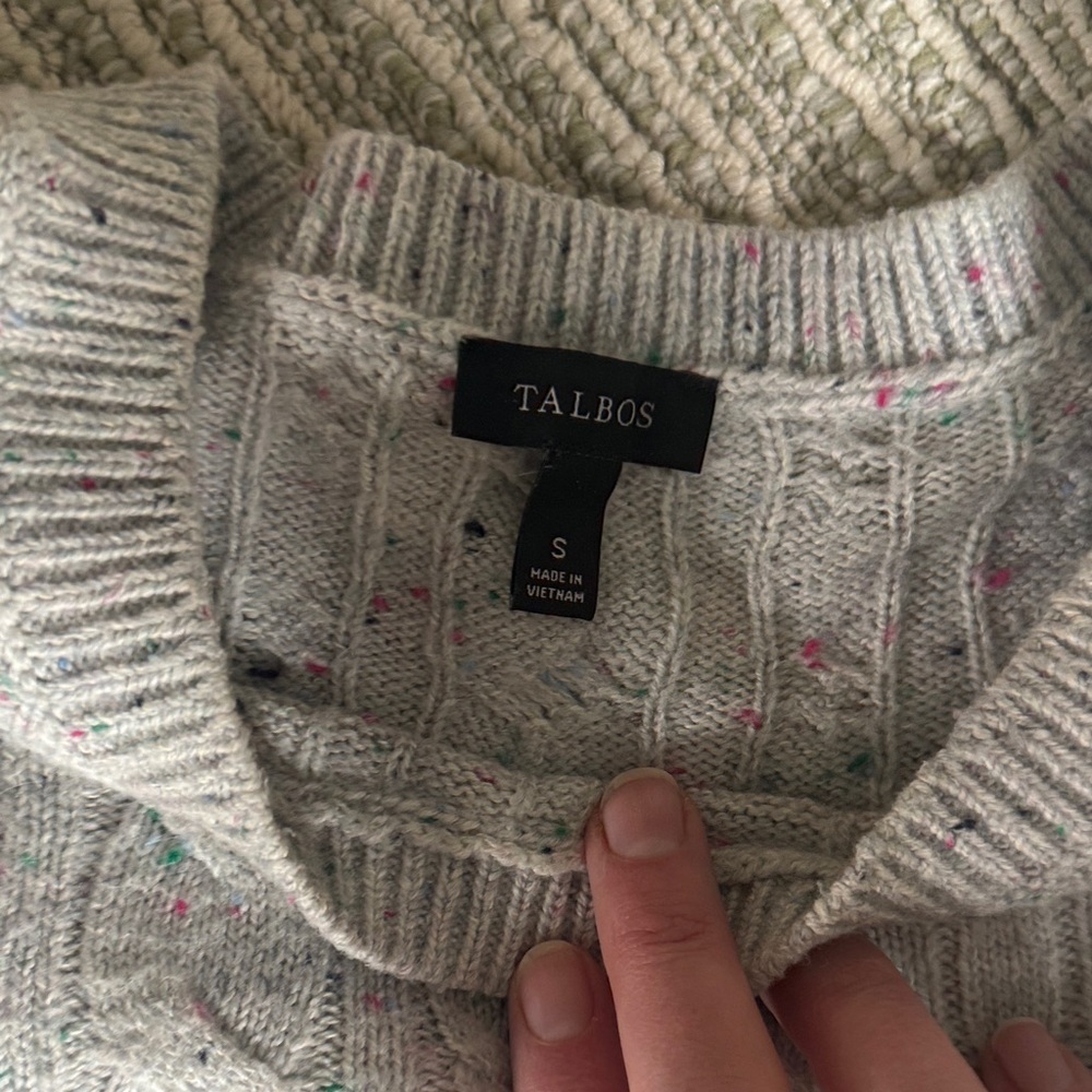 Talbots grey heather Cable Knit Women's Sweater - Picture 2 of 5